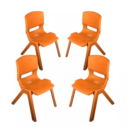 Maharaja Kids Chair Armless Orange Plastic for Home, School, Garden & Office, Rocky_Orange-PK4 (Pack of 4 Pcs)