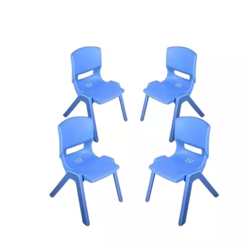 Maharaja Baby Kids Chair With Armless Blue Plastic Medium Back Style for Home, School, Garden & Office, Rocky_Blue-PK4 (Pack of 4 Pcs)