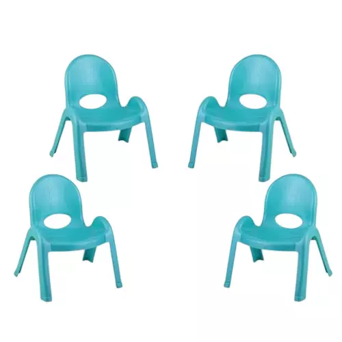 Maharaja Kids Chair Armless Green Plastic for Home, School, Garden & Office, Tommy_Green-PK4 (Pack of 4 Pcs)