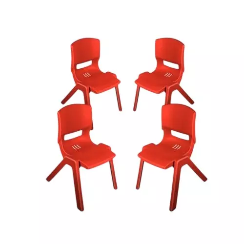 Maharaja Baby Kids Chair With Armless Red Plastic Medium Back Style for Home, School, Garden & Office, Rocky_Red-PK4 (Pack of 4 Pcs)