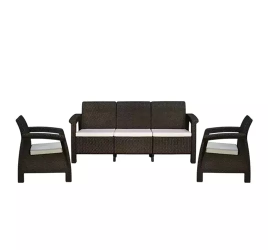Nilkamal Goa Sofa Set with Cushion (3+1+1 Seater) 125 Kg Weight Capacity Brown Color