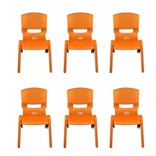 Maharaja Kids Chair Armless Orange Plastic for Home, School, Garden & Office, Rocky_Orange-PK6 (Pack of 6 Pcs)