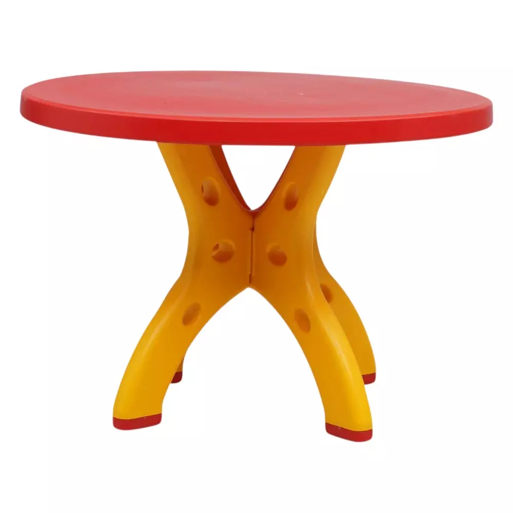 SUPREME Plastic Kids Table With Legs Coke Red/Yellow Round Shape 760 mm Dia, GLOBE