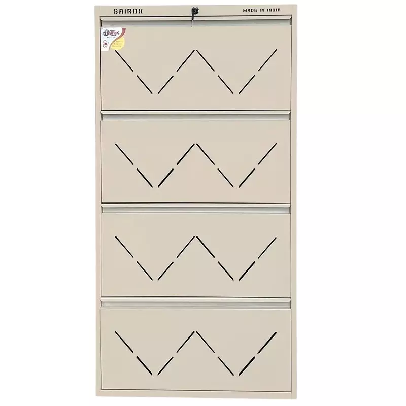 Sairox Shoe Rack Metal Beige 4 Shelves 4 Ducts 29x8.5x56 inch Size, SXSR001