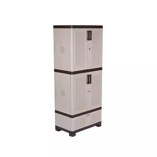 Italica 4 Feet (121.92 cm) Drawer Plastic Shoe Rack Brown and Almond Color, SR 5514DR