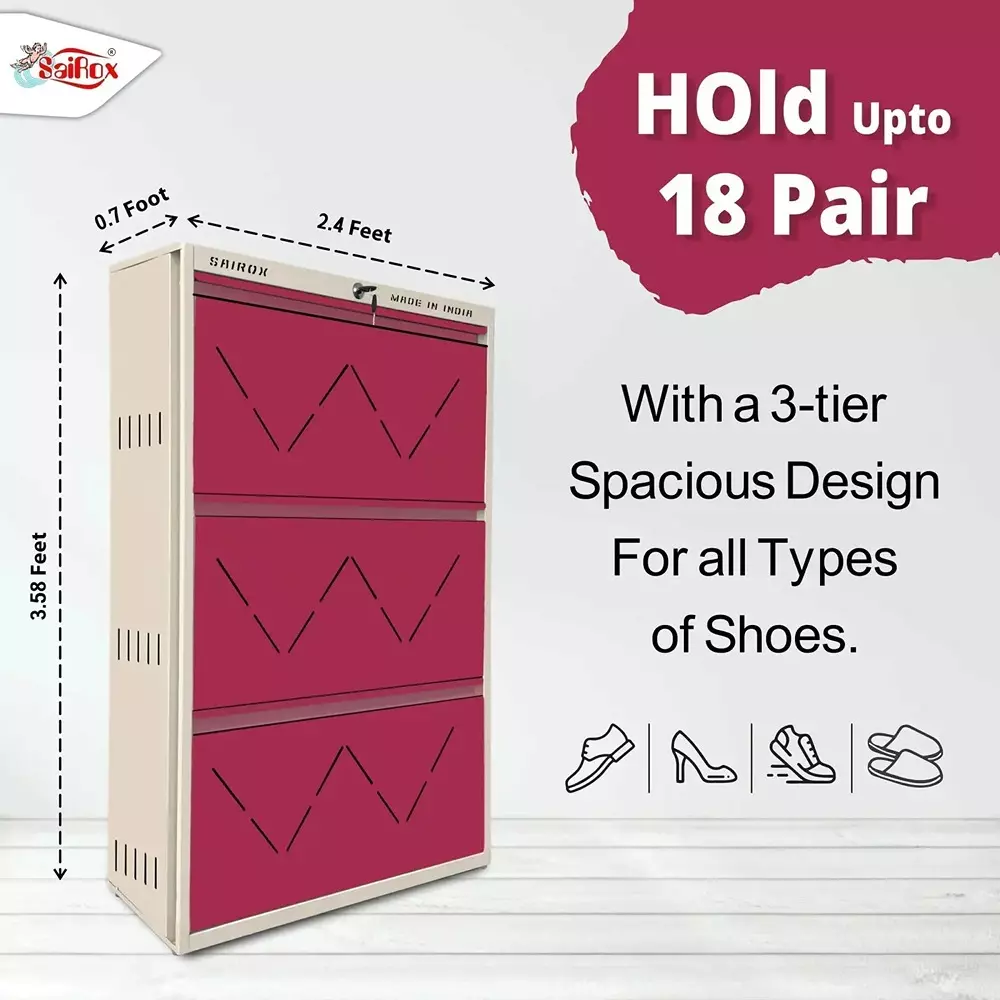 sairox-shoe-rack-metal-maroon-3-shelves-6-ducts-29x85x43-inch-size-sxsr002