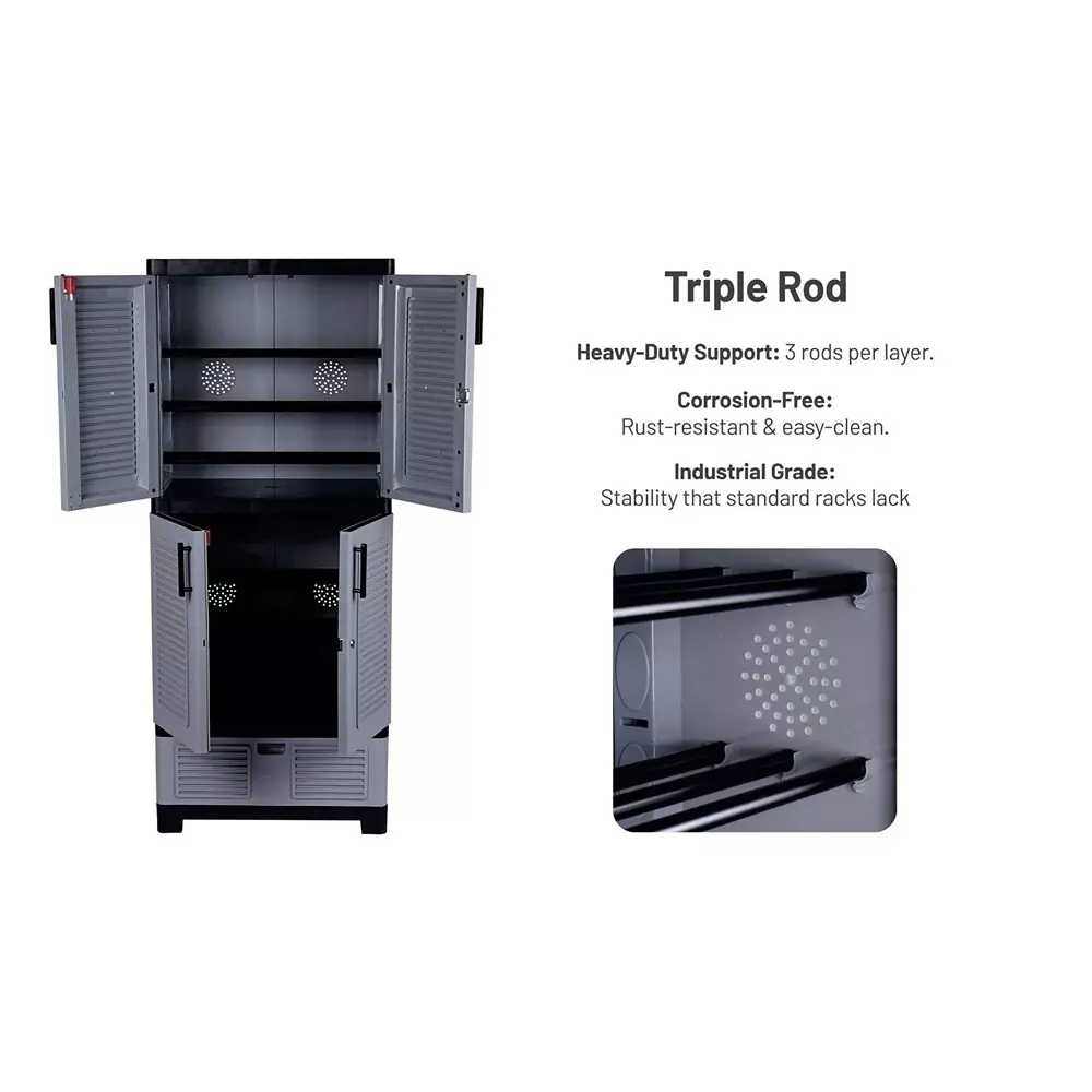 italica-4-feet-12192-cm-drawer-plastic-shoe-rack-black-and-silver-grey-color-sr-5514dr