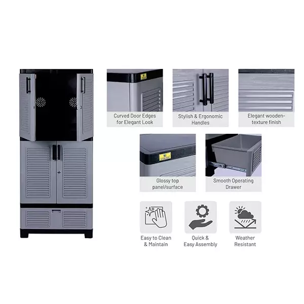 italica-4-feet-12192-cm-drawer-plastic-shoe-rack-black-and-silver-grey-color-sr-5514dr