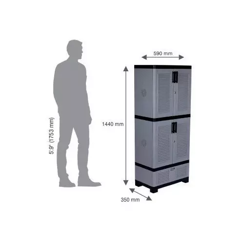 italica-4-feet-12192-cm-drawer-plastic-shoe-rack-black-and-silver-grey-color-sr-5514dr