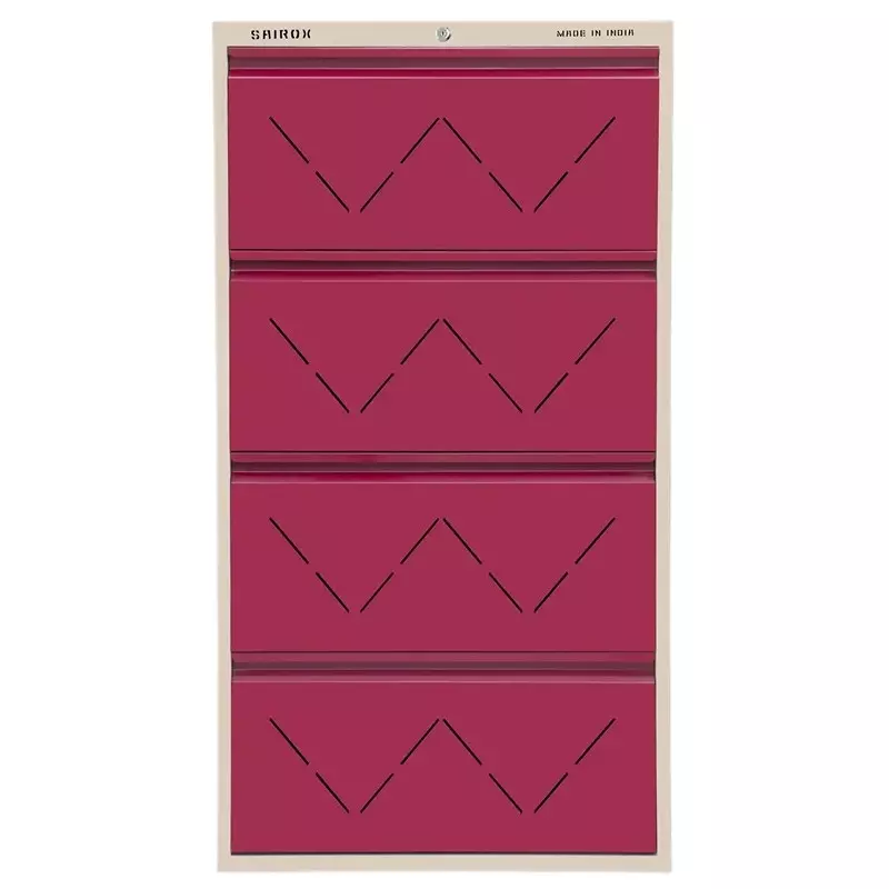 Sairox Shoe Rack Metal Maroon 4 Shelves 4 Ducts 29x8.5x56 inch Size, SXSR001