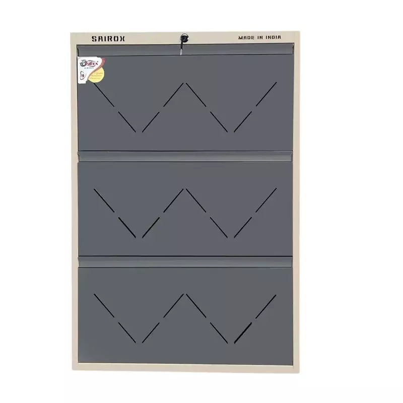 Sairox Shoe Rack Metal Grey 3 Shelves 6 Ducts 29x8.5x43 inch Size, SXSR002