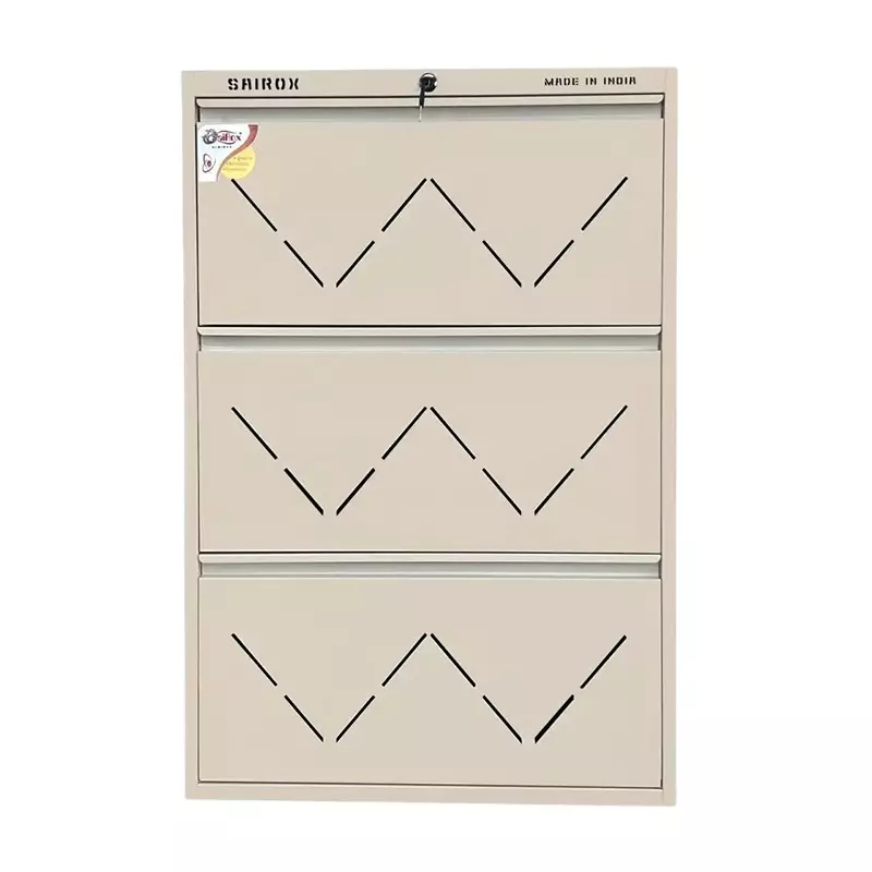 Sairox Shoe Rack Metal Beige 3 Shelves 6 Ducts 29x8.5x43 inch Size, SXSR002