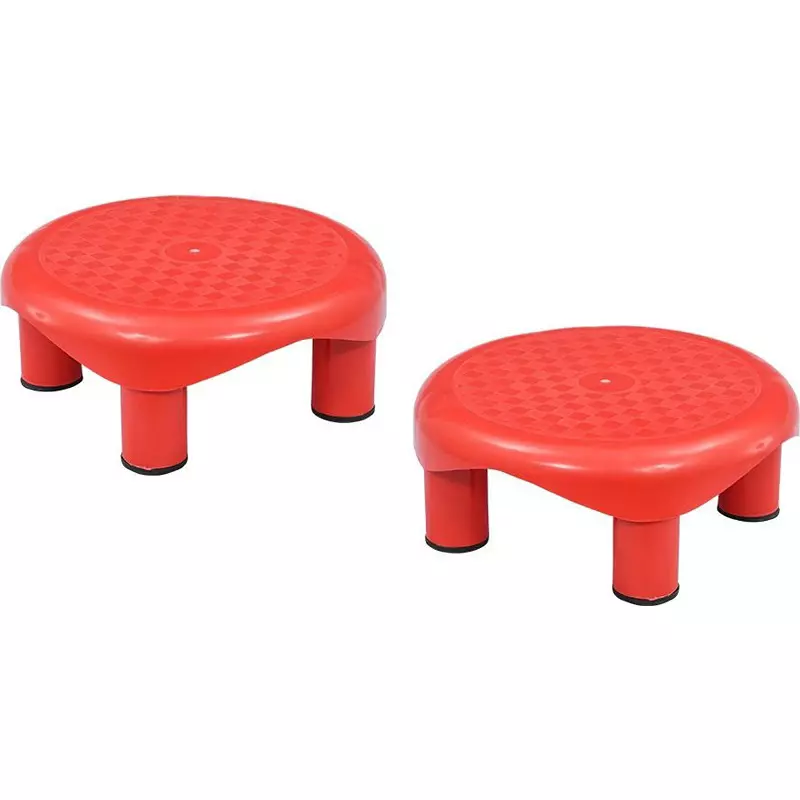 Swagath Plastic Stool Red Color for Bathroom, PS-02 Series (Pack of 2 Pcs)