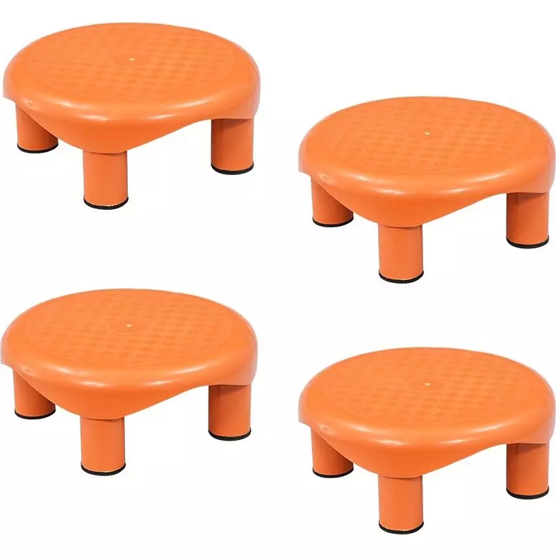 Swagath Plastic Stool Orange Color for Bathroom, PS-02 Series (Pack of 4 Pcs)