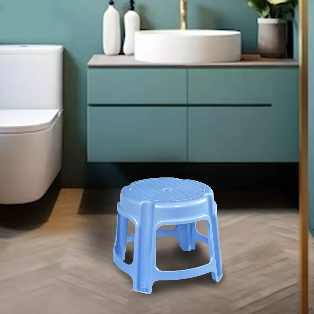 swagath-bathroom-stool-round-shape-4-legs-plastic-glossy-finish-80-kg-load-capacity-blue-for-bathroom-use-ps-03-pack-of-2-pcs