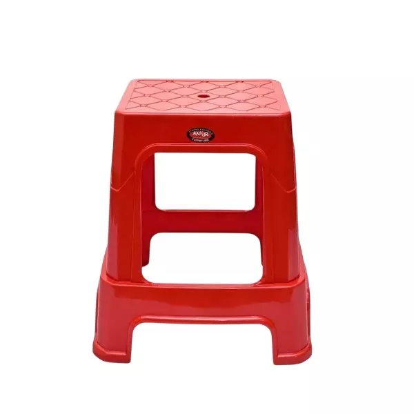 Ankur 57 cm High Taira Stool High Grade Polypropylene Virgin Plastic Body and Red Color for Homes, Shops & More