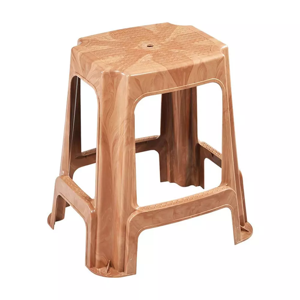 Swagath STL Rectangular Stool Plastic Sandal Wood 54x37x31 cm Size for Outdoor & Cafeteria Use, STL-05-SW-1
