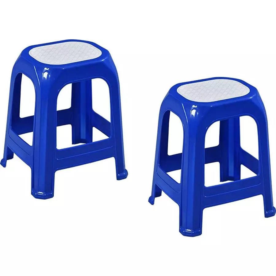 Swagath STL Stool Plastic Blue 47x28x34 cm Size for Kitchen, Houeshold, Bathroom, Outdoor & Cafeteria Use, STL-06-BL-2 (Pack of 2 Pcs)
