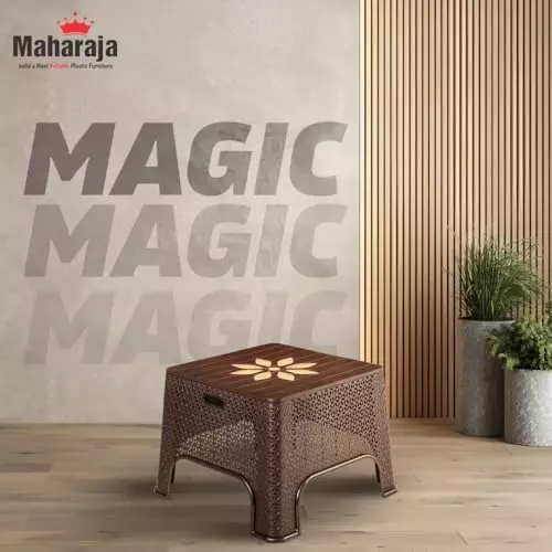 maharaja-magic-plastic-decorative-stool-square-shape-stylish-flower-design-brown