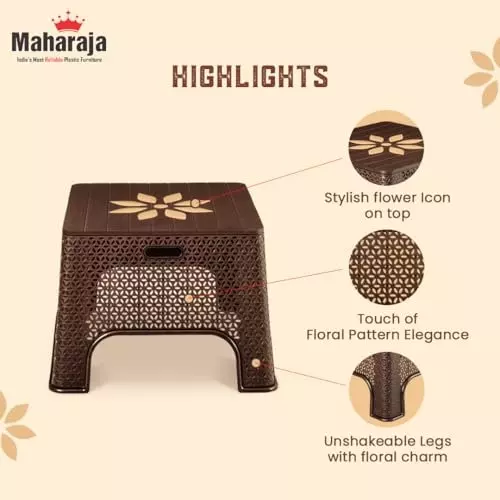 maharaja-magic-plastic-decorative-stool-square-shape-stylish-flower-design-brown
