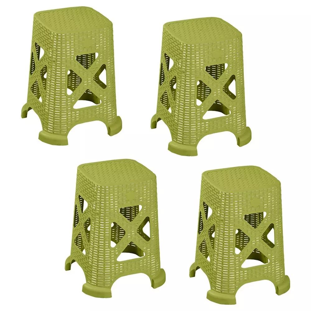 Swagath Plastic Sitting Stool Amber Gold Color for kitchen, Bathroom and Household work, Smarty (Pack of 4 Pcs)