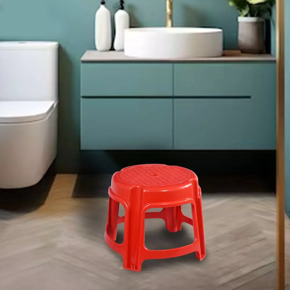 swagath-bathroom-stool-round-shape-4-legs-plastic-glossy-finish-80-kg-load-capacity-red-for-bathroom-use-ps-03-pack-of-2-pcs