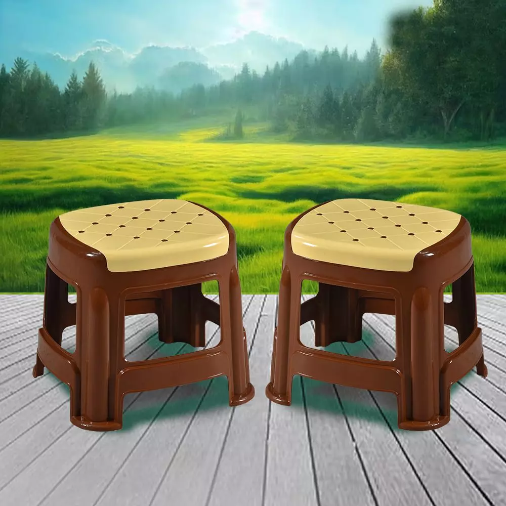 swagath-stool-rectangle-shape-4-legs-plastic-glossy-finish-70-kg-load-capacity-ivory-seat-with-saddle-brown-body-cosmo-m