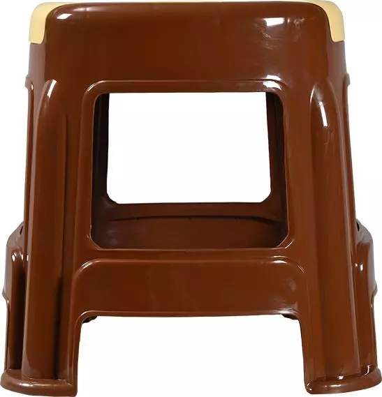 swagath-stool-rectangle-shape-4-legs-plastic-glossy-finish-70-kg-load-capacity-ivory-seat-with-saddle-brown-body-cosmo-m-pack-of-2-pcs