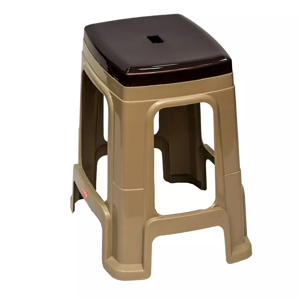 Mango Sunday Stool Marble Beige 100 Kg Load Bearing Capacity Polypropylene Plastic for Shops & Store Use