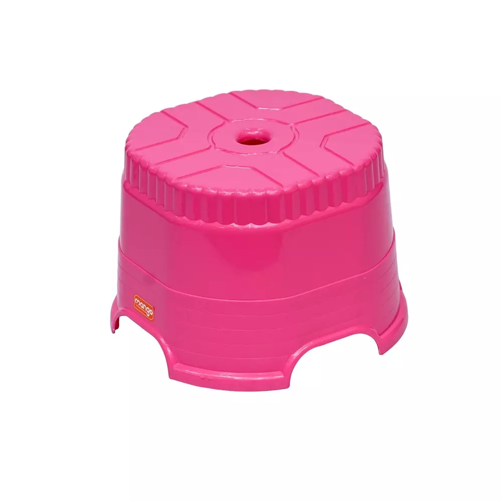 Mango Stool Round Rose Pink 140 Kg Load Bearing Capacity Polypropylene Plastic for Shops & Store Use, Cube 10