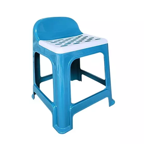 SUPREME Plastic Stool Blue & White Suitable for Indoors and Outdoors, CAMPUS