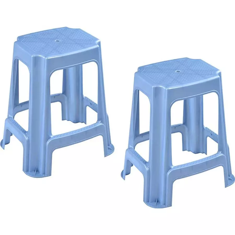Swagath STL Rectangular Stool Plastic Blue 54x37x31 cm Size for Kitchen, Houeshold, Bathroom, Outdoor & Cafeteria Use, STL-05-LPBL-2 (Pack of 2 Pcs)