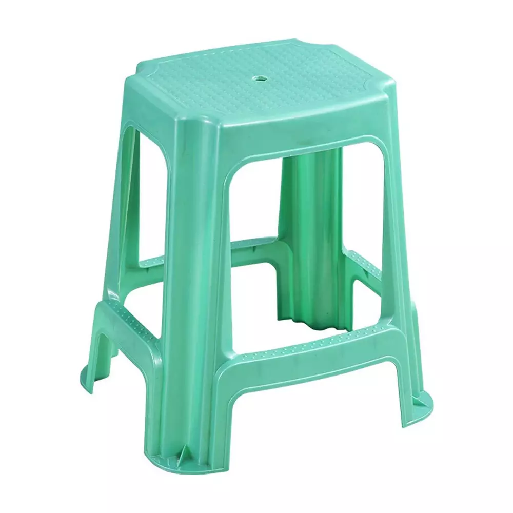 Swagath STL Rectangular Stool Plastic Green 54x37x31 cm Size for Outdoor & Cafeteria Use, STL-05-LPGN-1