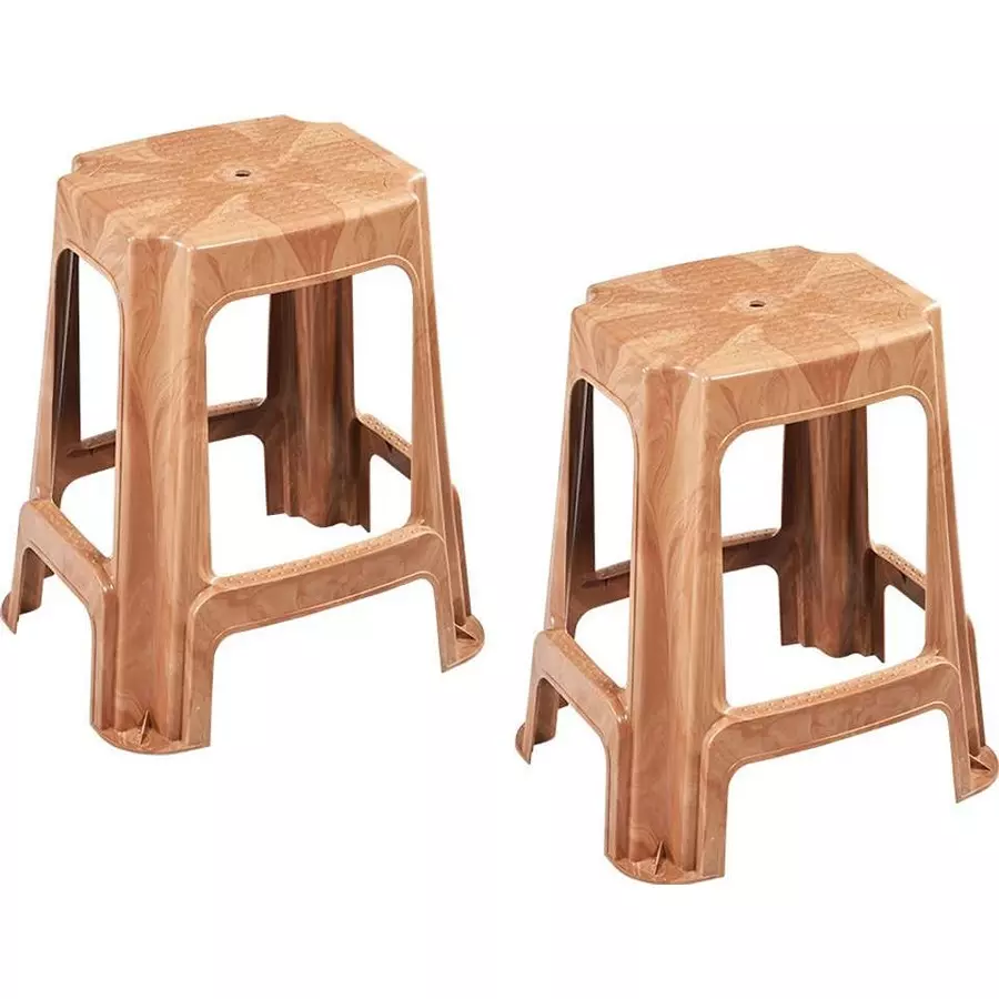 Swagath STL Rectangular Stool Plastic Sandal Wood 54x37x31 cm Size for Outdoor & Cafeteria Use, STL-05-SW-2 (Pack of 2 Pcs)