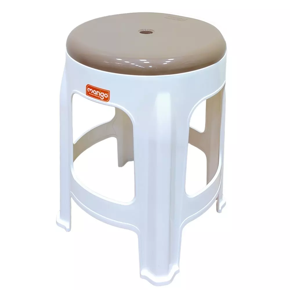 Mango GEM Plastic Stool Milky White Round for Indoors & Outdoors