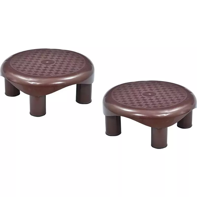 Swagath Plastic Stool Brown Color for Bathroom, PS-02 Series (Pack of 2 Pcs)