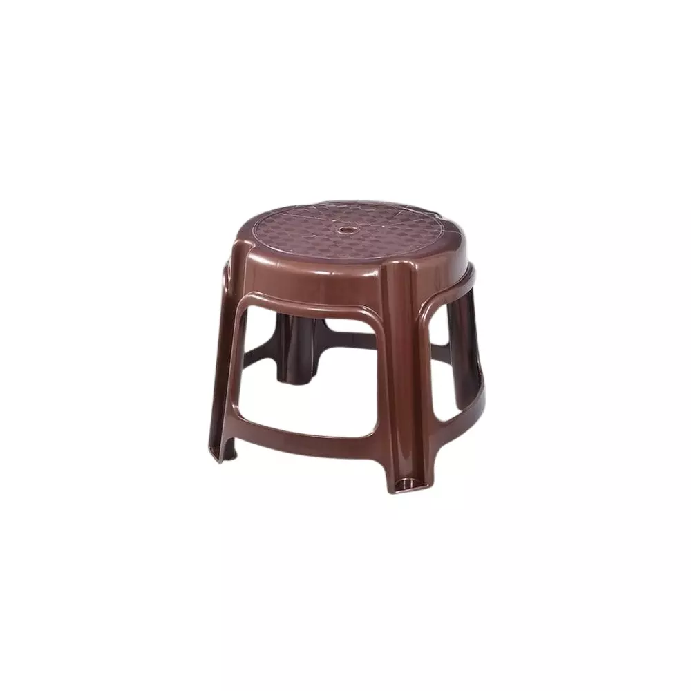 Swagath Bathroom Stool Round Shape 4 Legs Plastic Glossy Finish 80 Kg Load Capacity Brown for Bathroom Use, PS-03