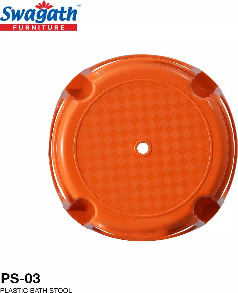 swagath-bathroom-stool-round-shape-4-legs-plastic-glossy-finish-80-kg-load-capacity-orange-for-bathroom-use-ps-03-pack-of-2-pcs