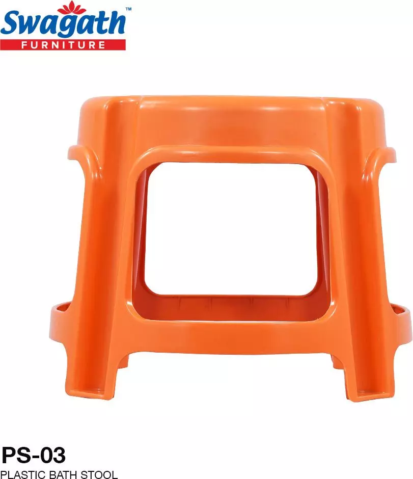 swagath-bathroom-stool-round-shape-4-legs-plastic-glossy-finish-80-kg-load-capacity-orange-for-bathroom-use-ps-03-pack-of-2-pcs