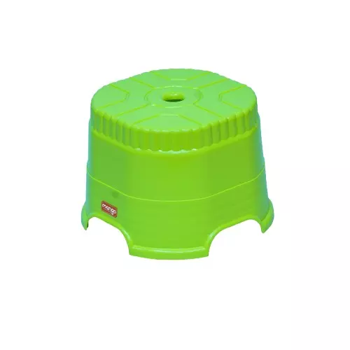 Mango Stool Round Citrus Green 140 Kg Load Bearing Capacity Polypropylene Plastic for Shops & Store Use, Cube 10