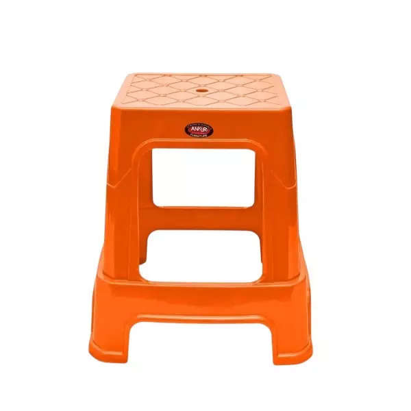 Ankur 57 cm High Taira Stool High Grade Polypropylene Virgin Plastic Body and Orange Color for Homes, Shops & More