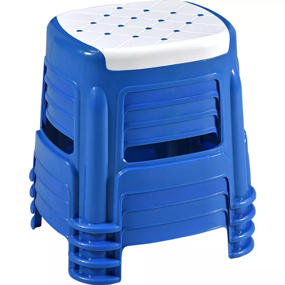 swagath-stool-plastic-27x315x28-cm-530-g-white-seat-with-blue-body-pre-assembled-for-cafeteria-kitchen-houeshold-work-and-outdoor-use
