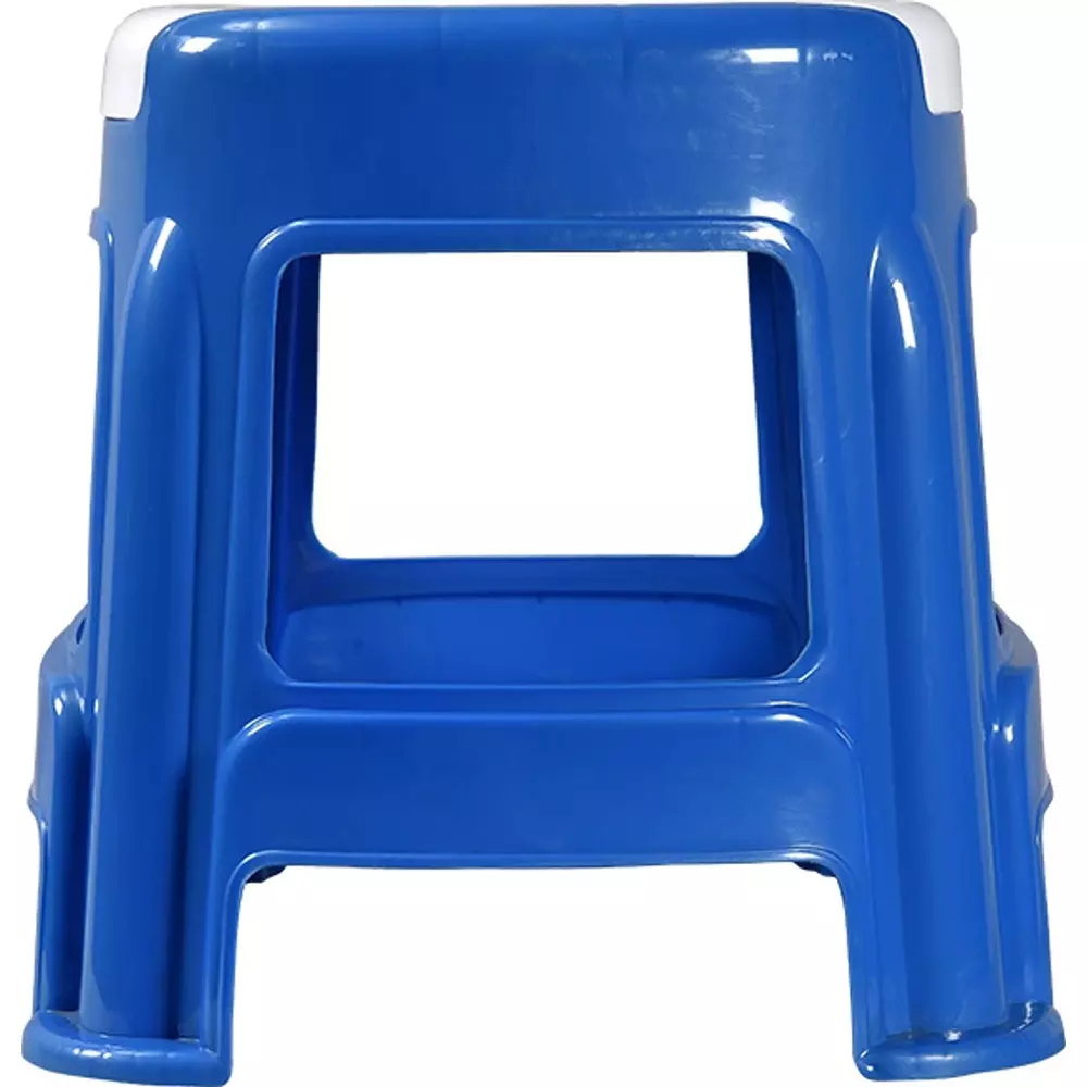 swagath-stool-plastic-27x315x28-cm-530-g-white-seat-with-blue-body-pre-assembled-for-cafeteria-kitchen-houeshold-work-and-outdoor-use