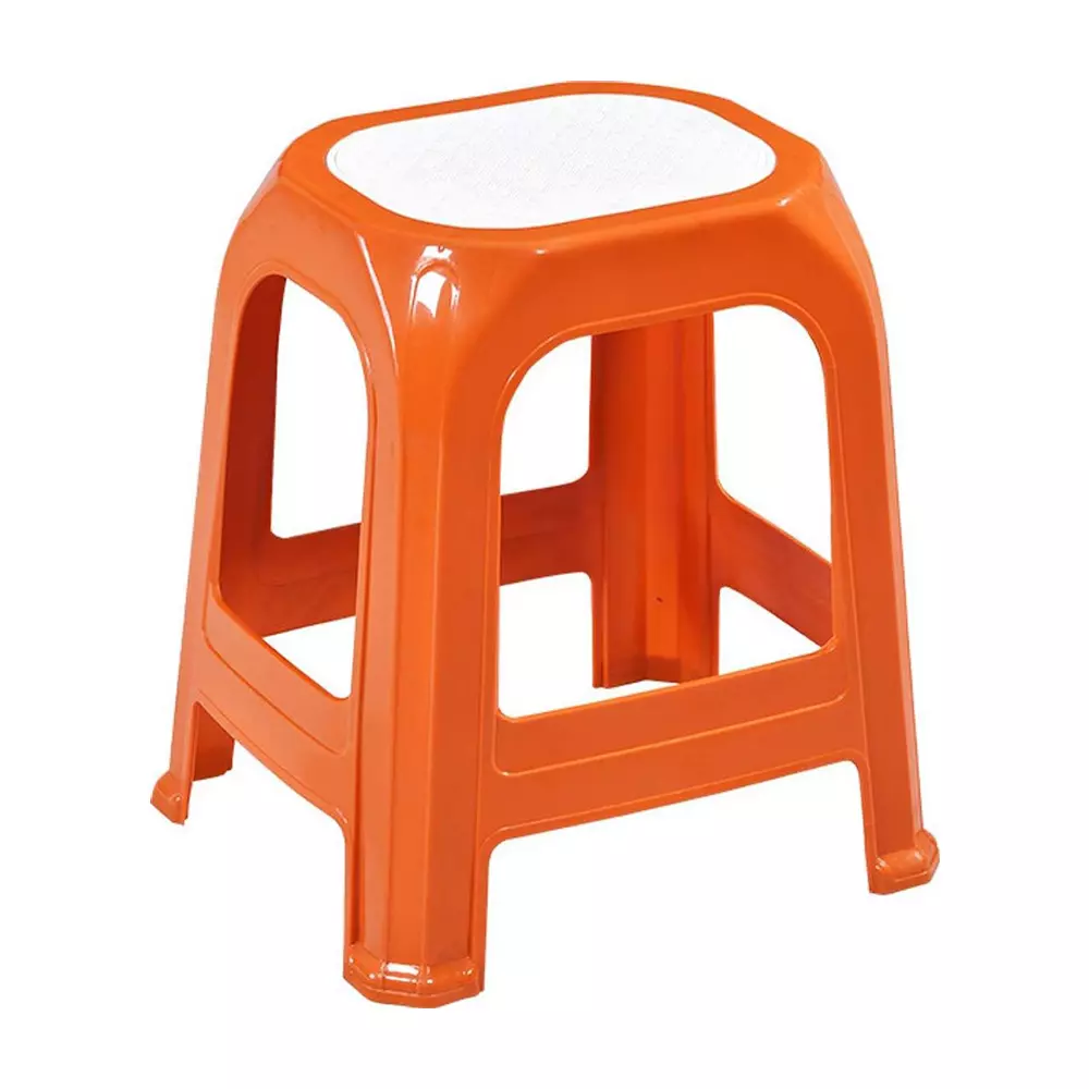 Swagath STL Rectangular Stool Plastic Orange 47x28x34 cm Size for Kitchen, Houeshold, Bathroom, Outdoor & Cafeteria Use, STL-06-OR-1
