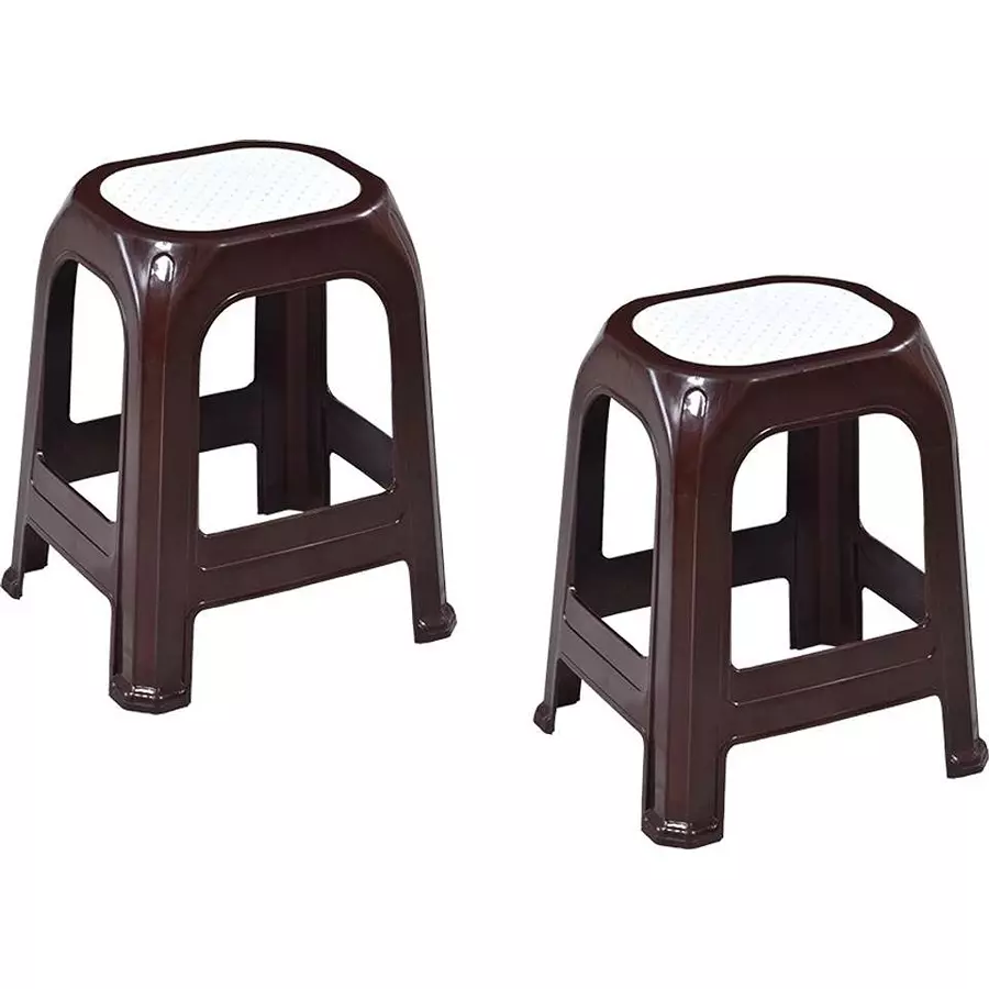 Swagath STL Stool Plastic Sandal Wood 47x28x34 cm Size for Kitchen, Houeshold, Bathroom, Outdoor & Cafeteria Use, STL-06-SB-2 (Pack of 2 Pcs)