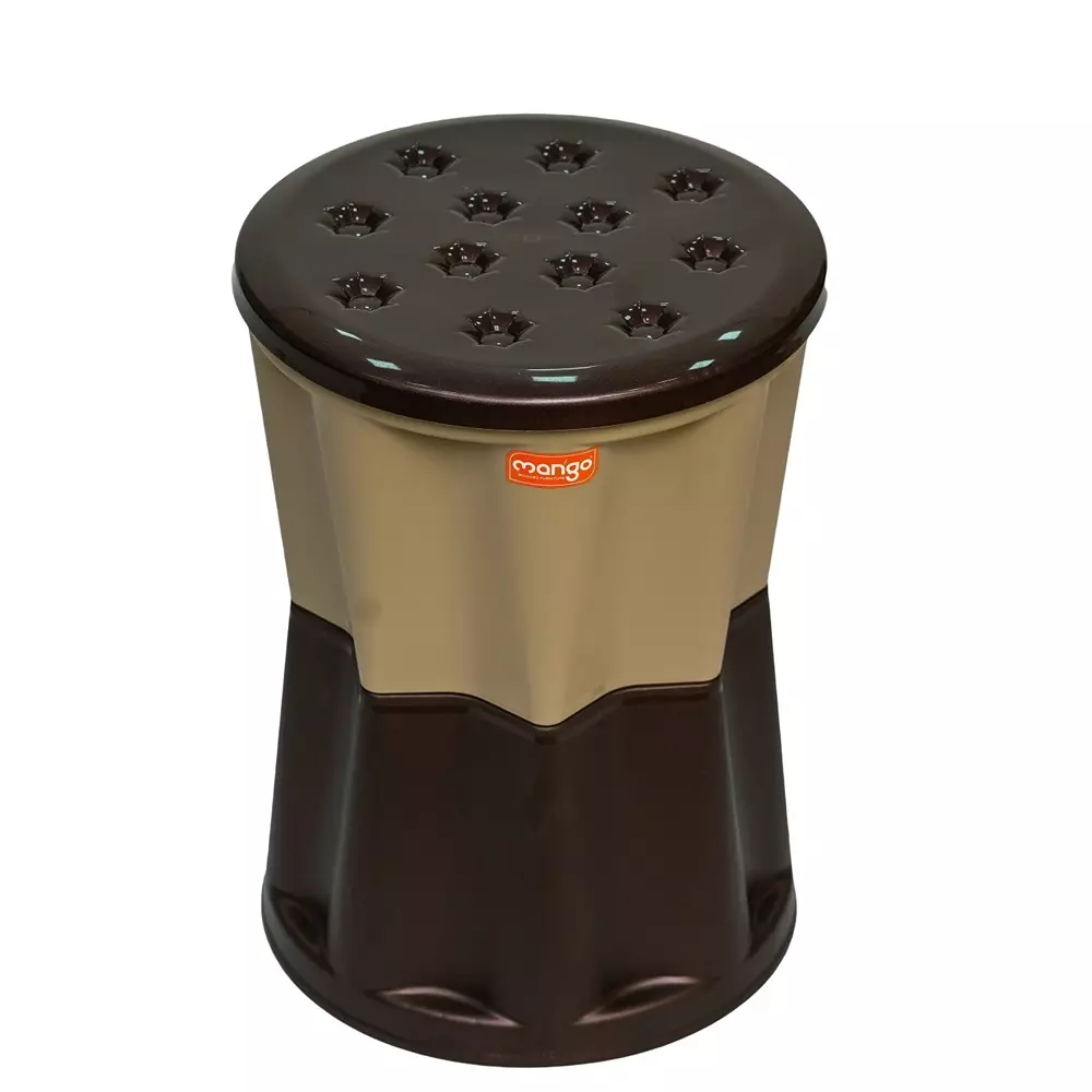 Mango PEPPER Plastic Stool 304.8x381x431.8 mm Plaza Top / Weater Brown