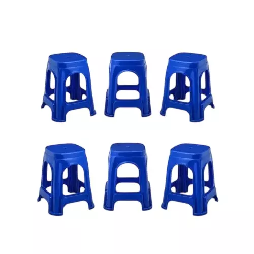 Maharaja Stackable Stool Blue Polypropylene for Home, School, Garden & Office, Jupiter_Blue-PK6 (Pack of 6 Pcs)