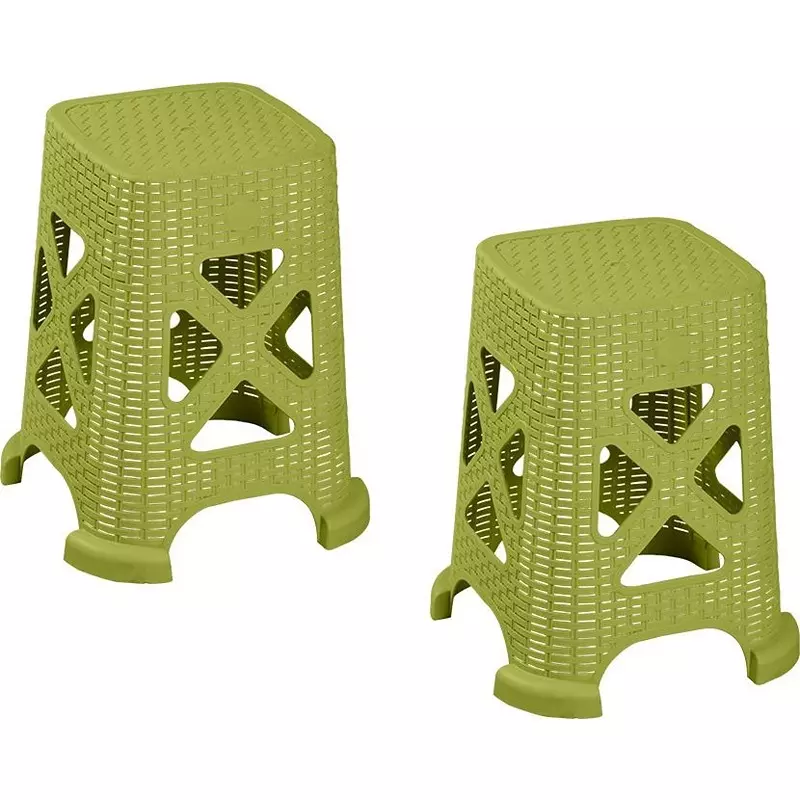 Swagath Plastic Sitting Stool Mehendi Green Color for kitchen, Bathroom and Household work, Smarty (Pack of 2 Pcs)