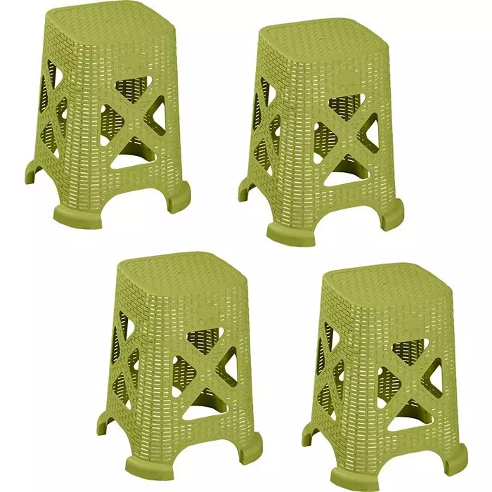 Swagath Plastic Sitting Stool Mehendi Green Color for kitchen, Bathroom and Household work, Smarty (Pack of 4 Pcs)