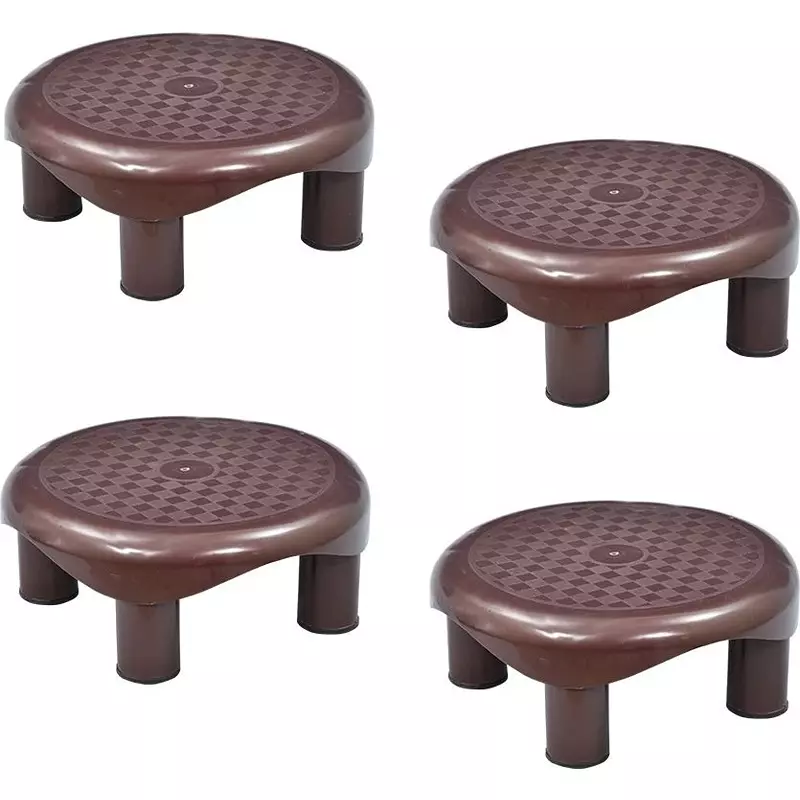 Swagath Plastic Stool Brown Color for Bathroom, PS-02 Series (Pack of 4 Pcs)
